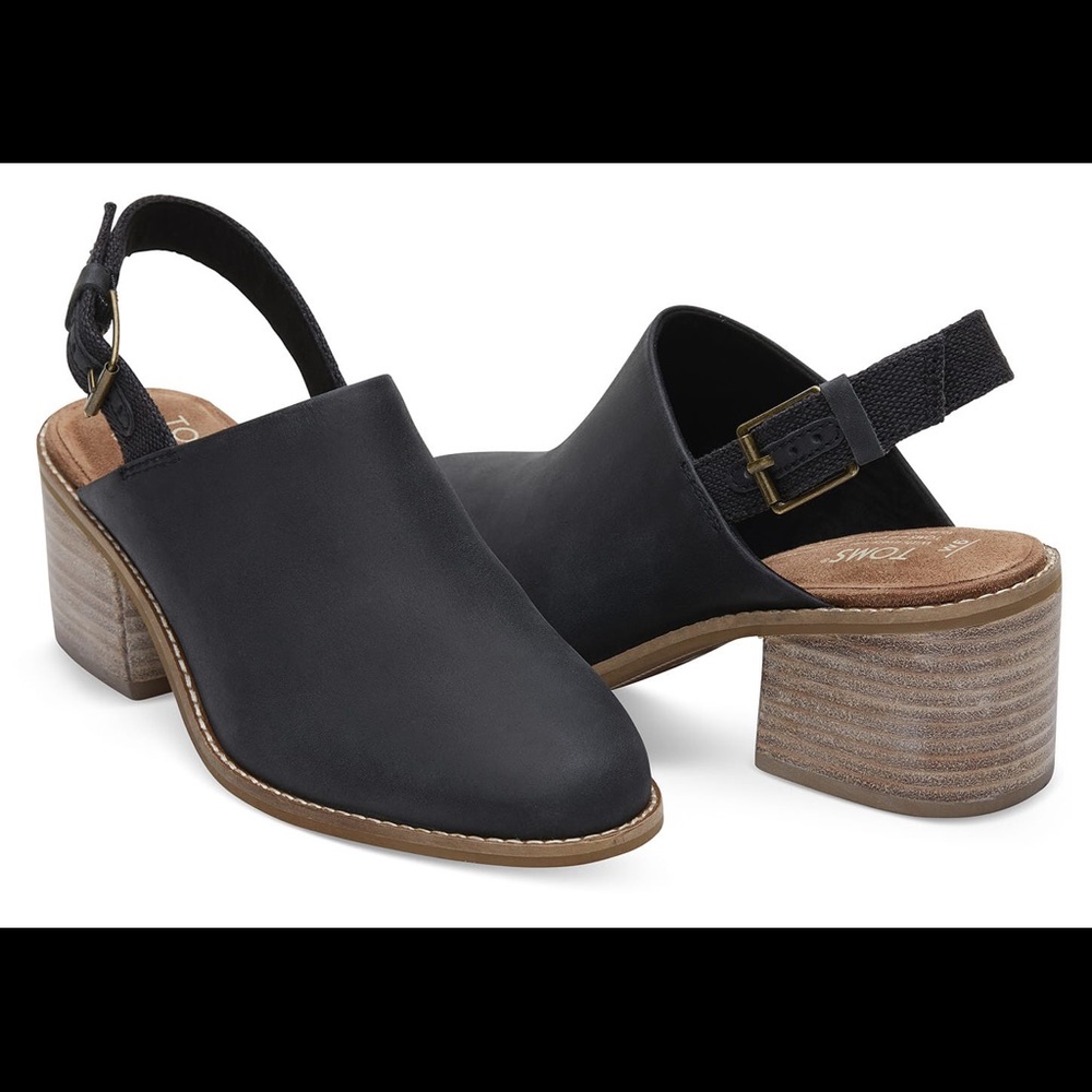 TOMS Leila Slingback black Suede heel